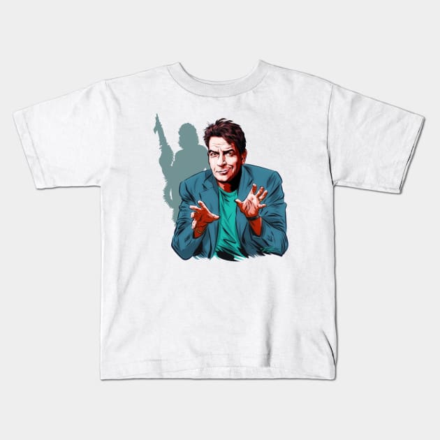 Charlie Sheen - An illustration by Paul Cemmick Kids T-Shirt by PLAYDIGITAL2020